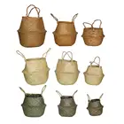 Плетеная корзина, органайзер для игрушек, складная ротанговая корзина для хранения водорослей, тканая корзина для белья, цветочный горшок для растений для домашнего сада