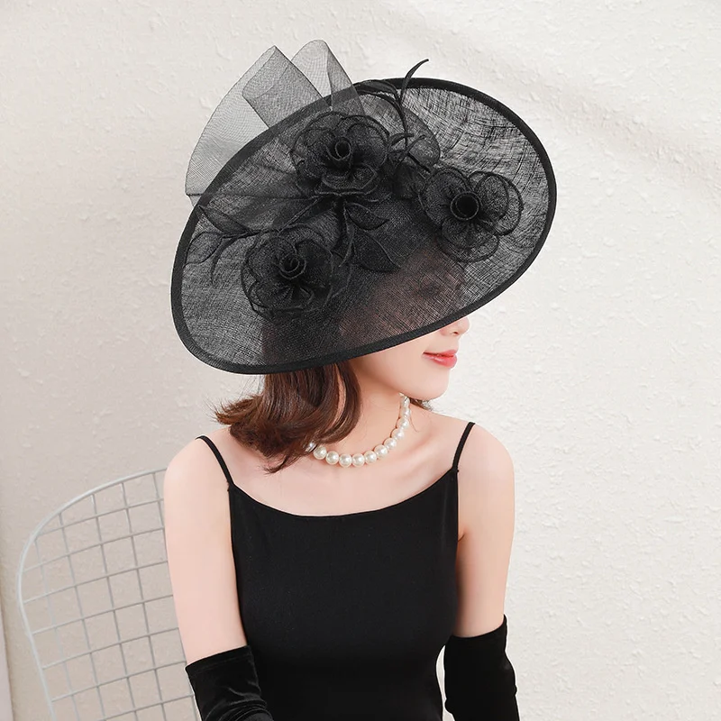 

Ladies Fascinators Millinery Hat Party Wedding Sinamay Hat Wide Brim Fedora Kentucky Derby Headpiece Church Hair Accessories