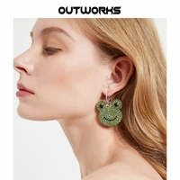 frog earrings asymmetric full diamond cartoon frog stud earring fashion cute all match dangle earring for women girls jewelry