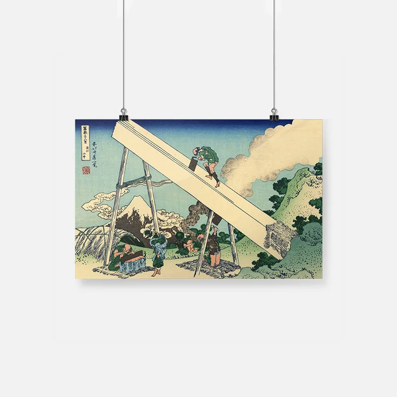 

Japanese Ukiyo-e vintage Style Wooden Frame Canvas Painting Decor Wall Art Bedroom Home Room Framed Decoration Prints Poster