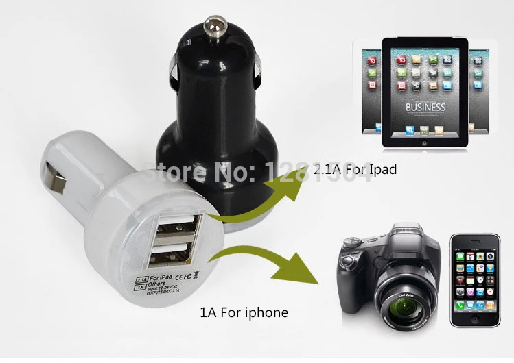 Автомобильное зарядное устройство с двумя USB портами 500 шт./лот|charger adaptor|usb car