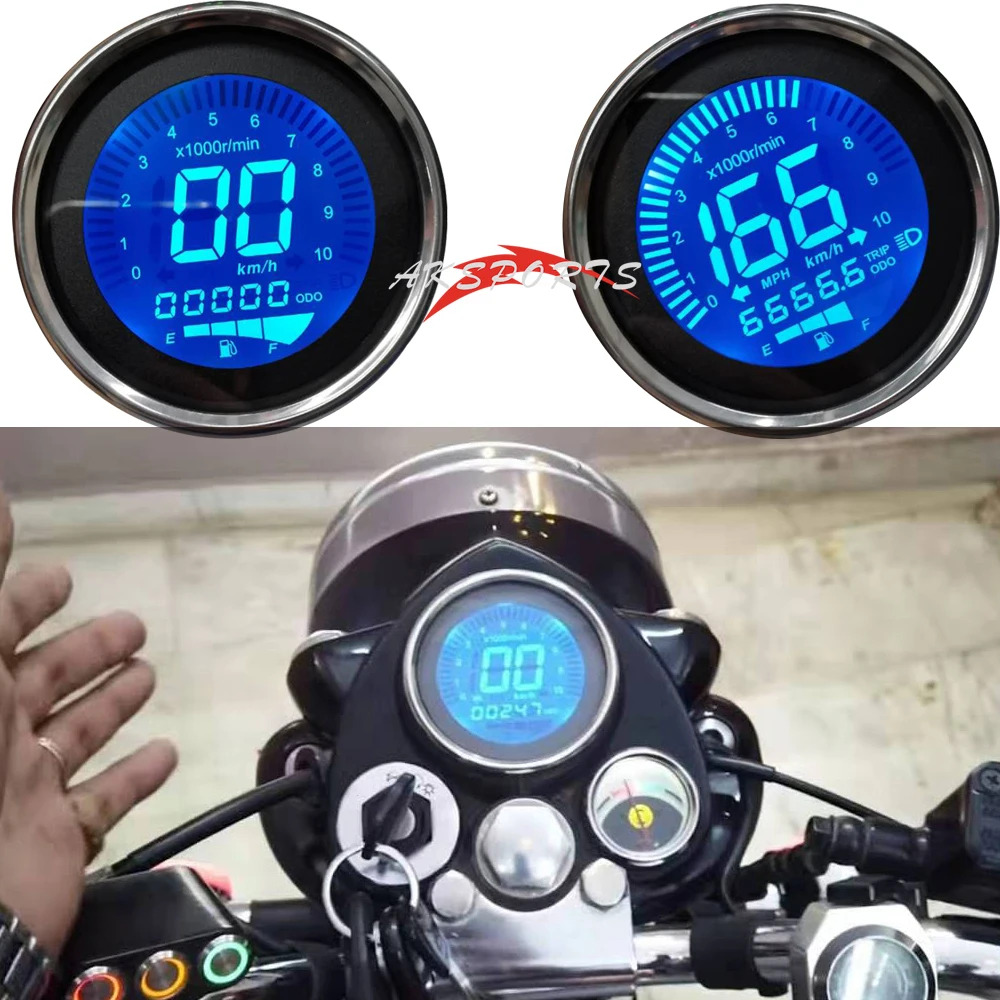 

Seven Color Universal Digital Motorcycle Scooter Dual Speed LCD Screen Mechanical Speedometer Odometer Techometer Gauge