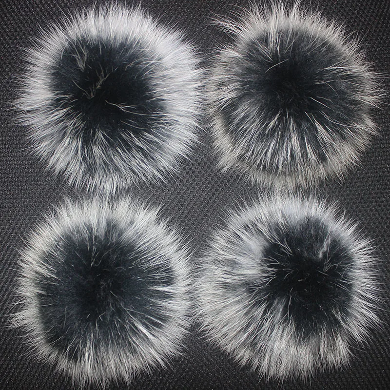 15cm with white tips 5 шт./партия, 12, 13, 14, 15 см, помпоны из натурального меха енота для сумок, вязаная шапочка, шапки, помпон из натурального меха - Цвет: 15cm with white tips