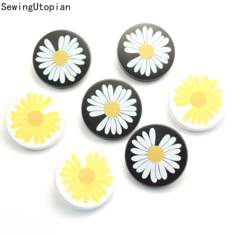 

20PCS Metal Daisy Color Printing Plane Hand Sewing Buttons Clothing Buttons Spot Shirt Coat Button Scrapbooking Accessories