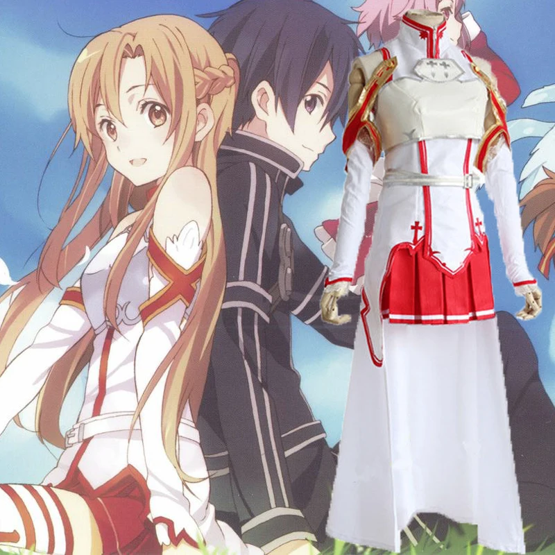 Аниме меч искусство онлайн Asuna Yuuki платье косплей костюмы униформа на Хэллоуин