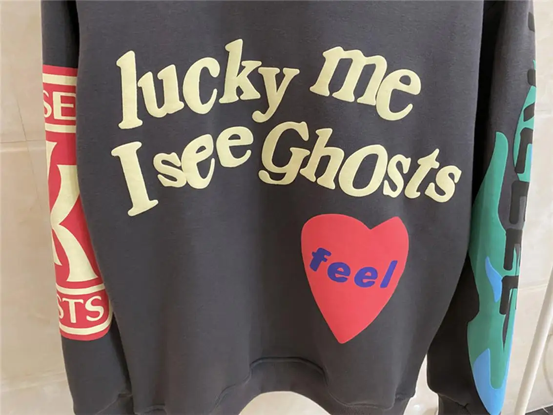

LUCKY ME I SEE GHOST Hoodie Men Women FEEL Kanye West Kid Cudi Hoodies Kids See Ghost Sweatshirts Foam Print Pullovers