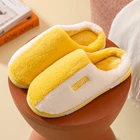 Женские зимние домашние тапочки, тапочки для влюбленных, двухцветная обувь, Нескользящие плюшевые удобные мягкие зимние шлепанцы для спальни