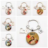 vintage beautiful gift keychain jewelry nightingale nurses day merci keyring cute pendant nurse hat charm women bag key pendant