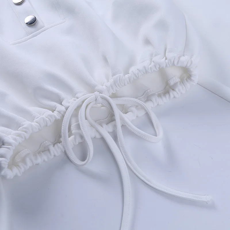 

SWEETKAMAAutumn Winter Hooded Drawstring Hoodies Women's Sports Retro Distressed Loose Casual Long Sleeves White Sexy Hoody