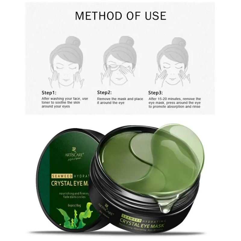 

60pcs Eye Patches Mask Hyaluronic Seaweed Moisturizing Dark Circles Eye Bags Remove Anti Wrinkle Beauty Eye Skin Care TSLM2