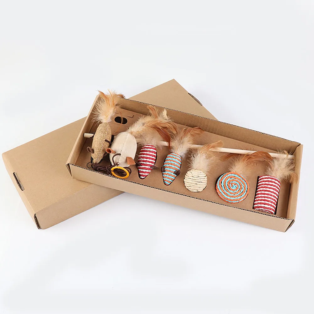 _ 7 шт./компл. Интерактивная палка для кошек из пеньковой веревки игрушки котят