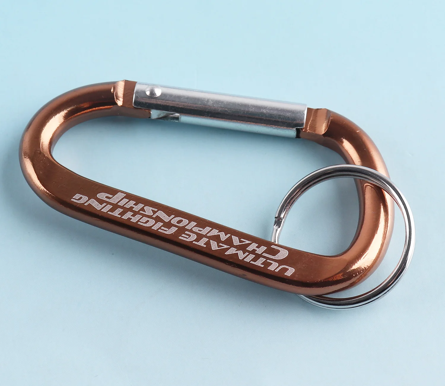 

Aluminum Hanging Buckles Brown Carabiner keychains Spring Clasp Snap Hook Metal Carabiner Clips with keyrings DIY keychains