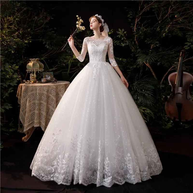 

Vestidos De Noiva 2023 Wedding Dress Fashion Luxury Lace Appliques Three Quarter Embroidery Sweetheart Bride Gowns Plus size