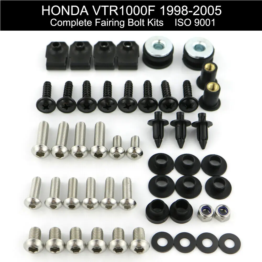 

Fit For Honda VTR 1000F 1998-2005 VTR1000F Motorcycle Complete Full Fairing Bolts Kit Nut Covering Screws Clips Stainless Steel