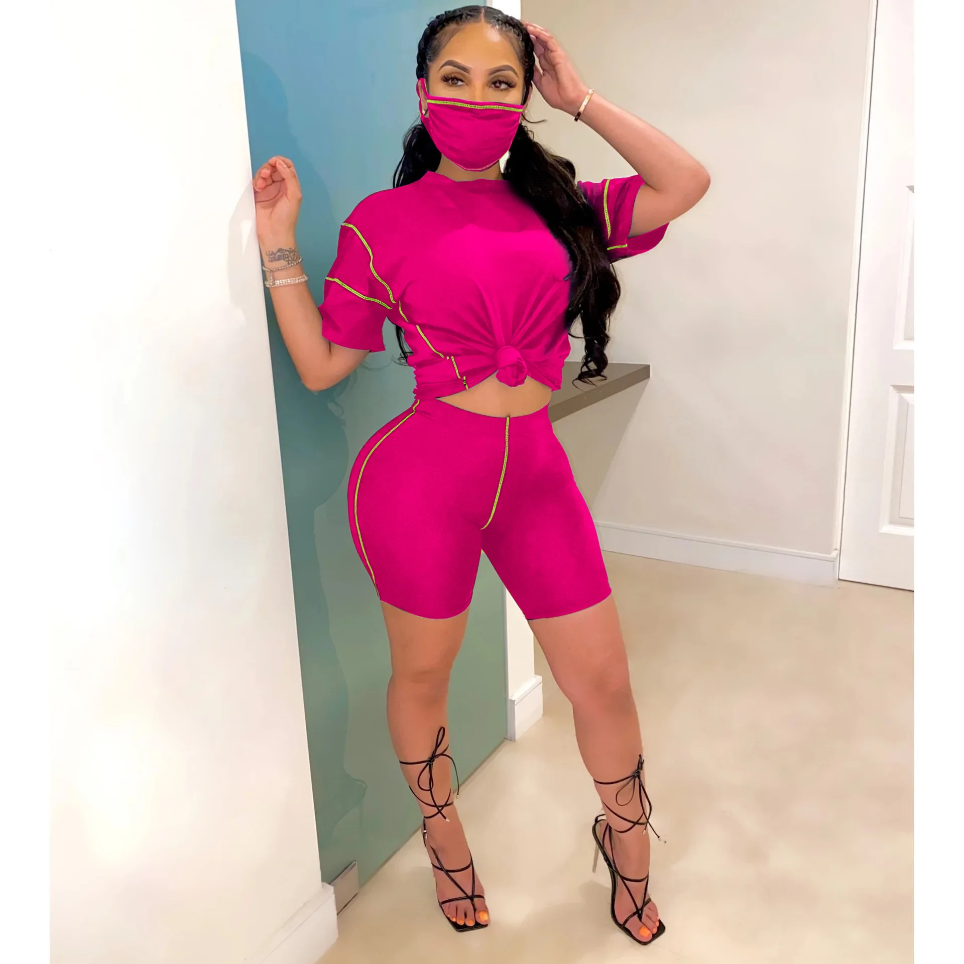 

JRRY Casual Women Tracksuits Two Pieces Set Top Pants Striped 2 Pieces Sets Skinny Sports Suit Elastic Ladies Outdoor Wear