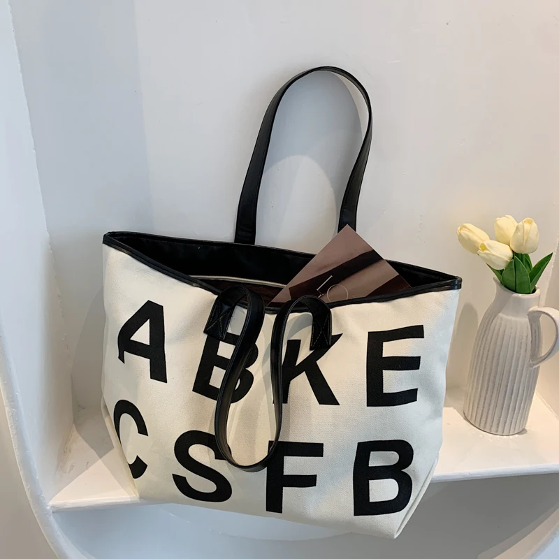 

Брендовые женские сумки на плечо с буквенным принтом, роскошная дизайнерская Холщовая Сумка с граффити, модная сумка-тоут для покупок, женс...