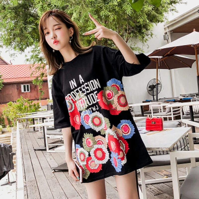 Женская футболка с коротким рукавом круглым вырезом и принтом|Футболки| |