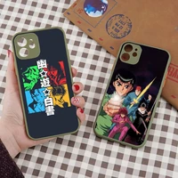 yuyu hakusho manga anime cartoon phone case green color matte transparent for iphone 12 11 pro max mini x xr xs 7 8 plus cover