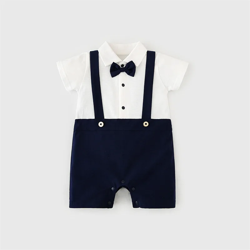 

2021 Baby Boys Clothing Newborn Infant Wedding Gentleman Birthday Party Formal Baby Romper Pveralls Toddler Boy Cotton Jumpsuit