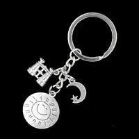 1pcs 2020 new popular and interesting handmade personality with sun moon star telescope metal keychain gift