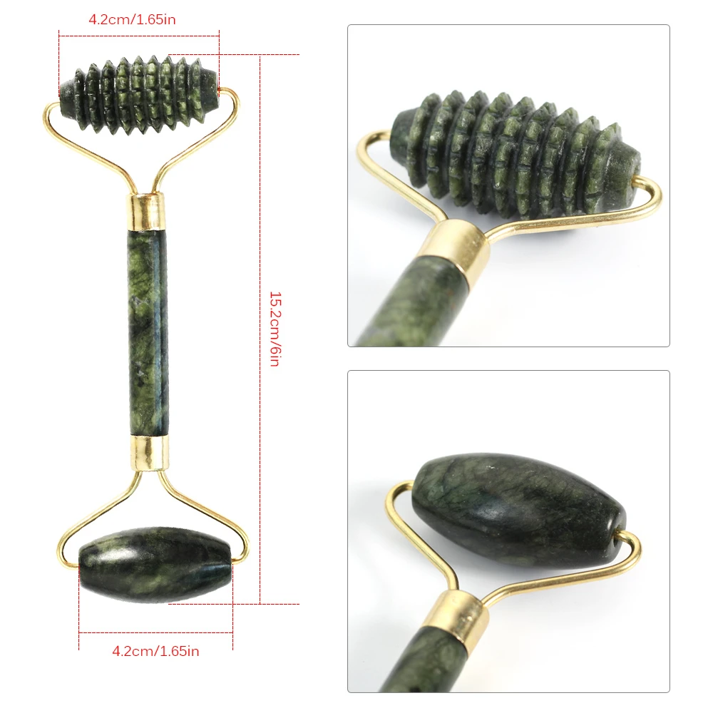 Нефритовый ролик-массажер для лица ролик гуаша Темный нефрит камень массажер с