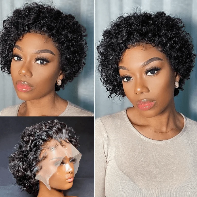 

Pixie Cut Wig Human Hair Short Bob Human Hair Wig 13x1 Curly Transparent Lace Wig For Women Human Hair Pre Plucked Cheap Wigs