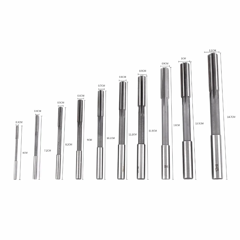 10pcs HSS H8 Straight Shank Chucking Machine Reamer 3/4/5/6/7/8/9/10/11/12mm | Инструменты