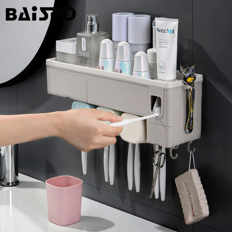 Настенный держатель для зубной щетки BAISPO автоматический дозатор пасты