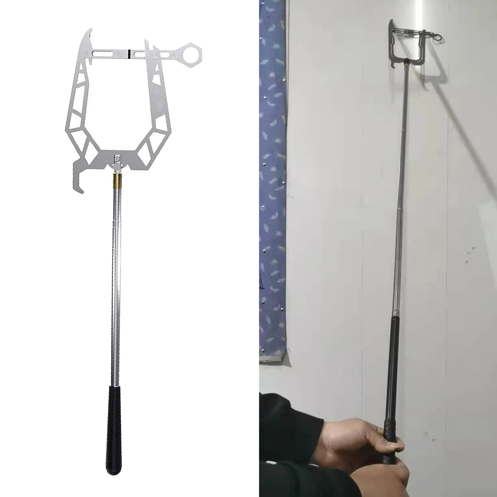 

U Type Telescopic Boat Hook Dock Hook Easy Long-Distance Threader fits for Dock Plate Home Outdoor Use Multifunctional