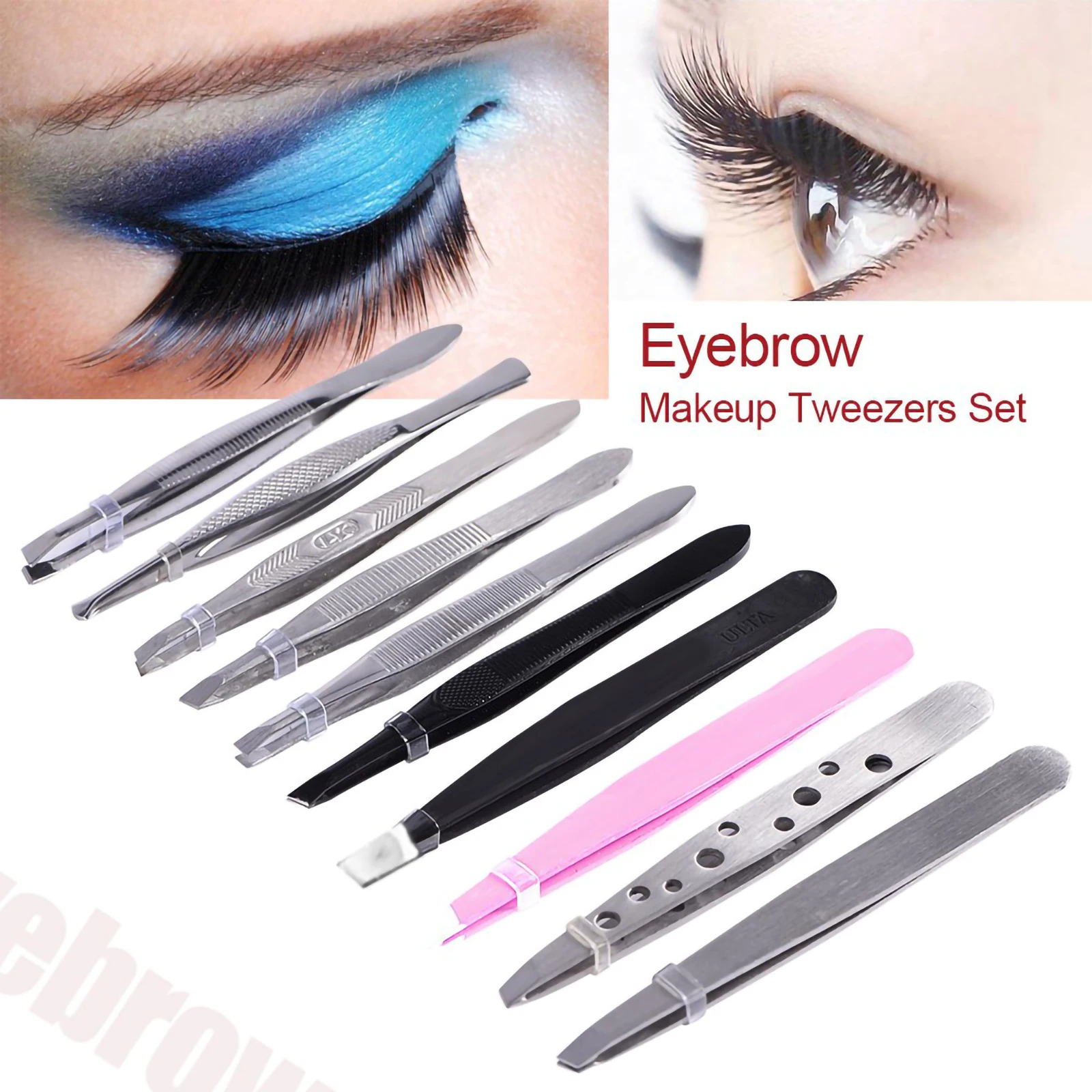 10 шт. Профессиональный пинцет для бровей из нержавеющей стали наращивания ресниц