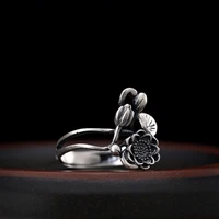 925 sterling silver jewelry ring 2019 summer lotus on the finger creative rings for women and gril party open silver ring
