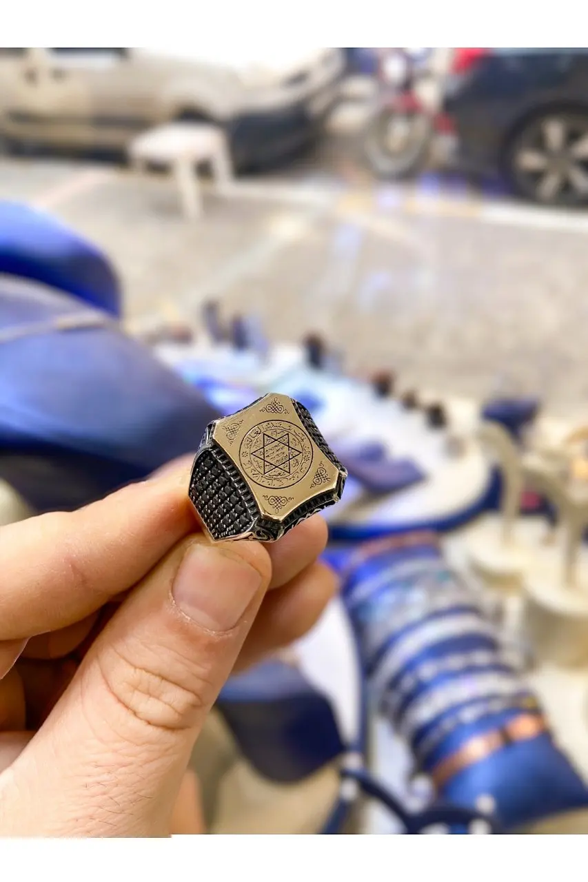 

Мужское кольцо из серебра 925 пробы с молитвенным принтом звезды Давида Соломона