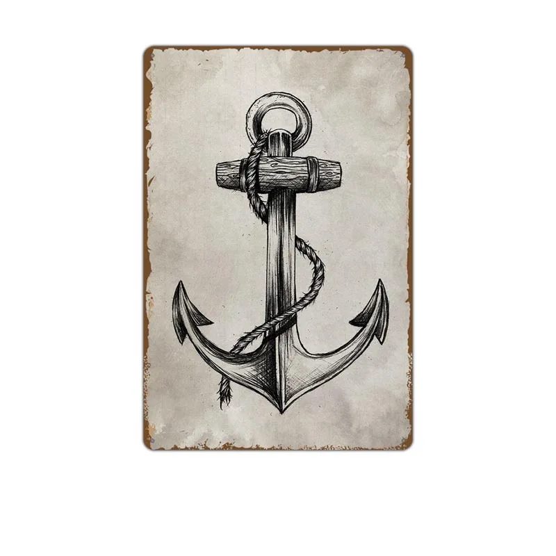 Винтажный знак моряка Оловянная живопись Предупреждение металлический Кофейня