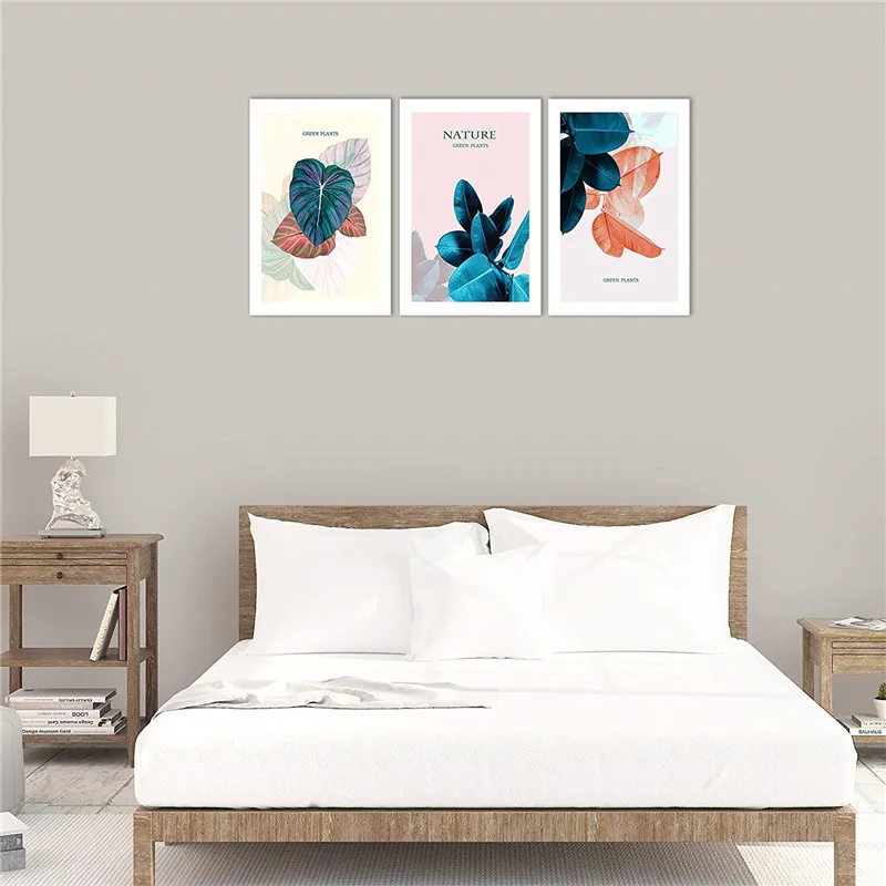 Красочные растения в рамке настенная живопись природа Зеленый лист холст