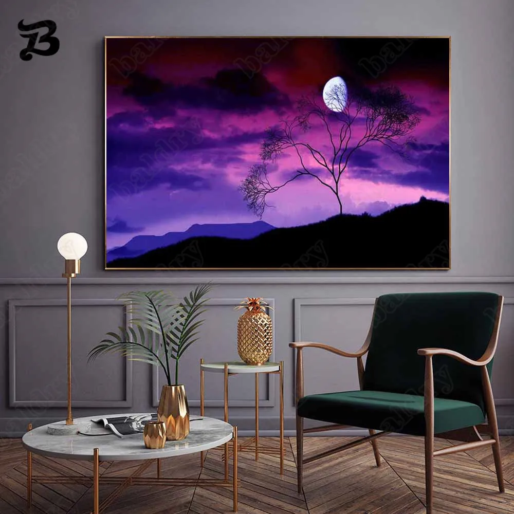 

Canvas Painting Wall Art Landscape Oil Painting Natural Beauty Starry Sky Scenery Canvas Posters Prints Living Room Home Decor
