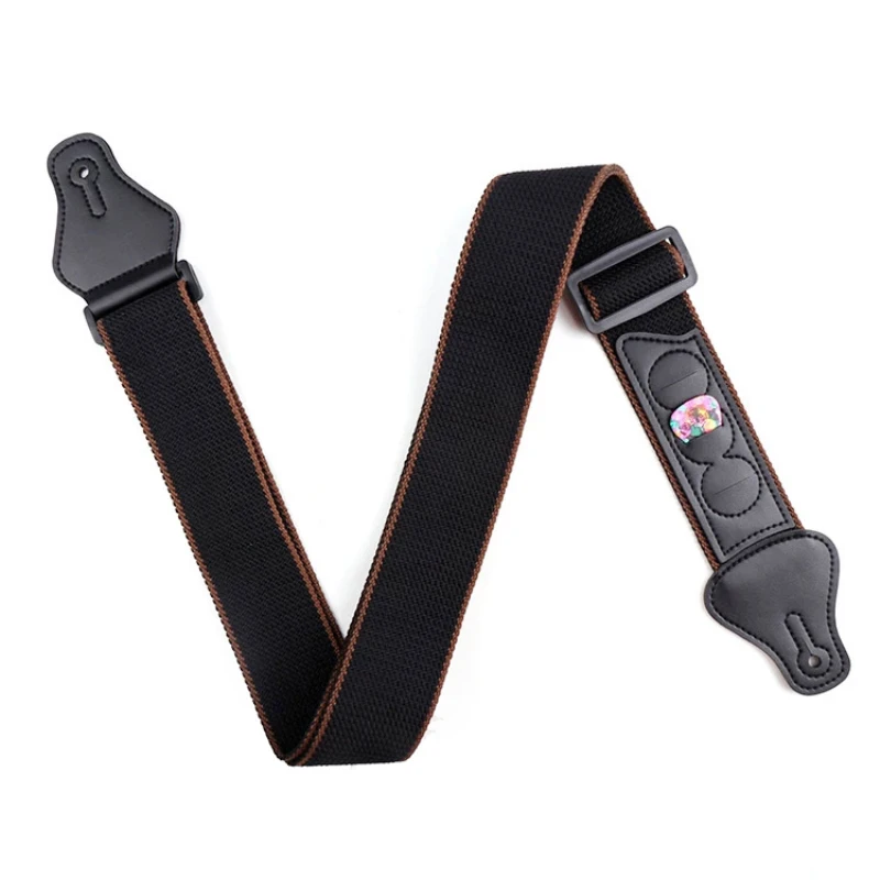 elektrische gitarre strap 100 baumwolle gitarre straps gürtel echtes leder enden mit 3 pick halter folk pop gitarre zubehör free global ship