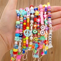 2021 women smiley telephone jewelry colorful star beaded strap pendants for mobile chain phone charm beads lanyard %d1%86%d0%b5%d0%bf%d0%be%d1%87%d0%ba%d0%b0