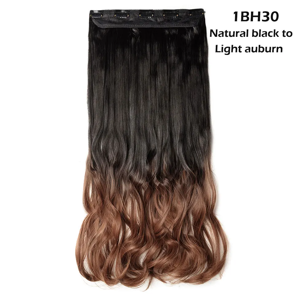 1BH30 S-noilite, 47 цветов, 24 дюйма, длинные волнистые женские волосы на заколках, цельные синтетические волосы для наращивания, черный, коричневый, накладные волосы на заколках для женщин - Цвет: 1BH30