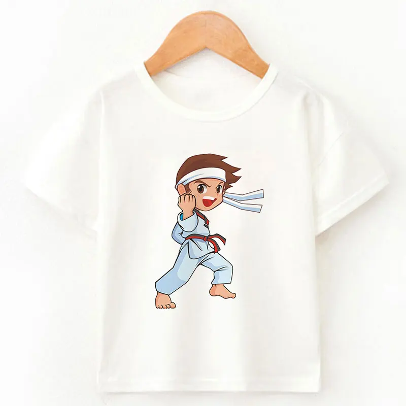 

CDJLFH Funny Boys Tops Cartoon Taekwondo Hamburger Bear Printing Girls T Shirt Fashion Harajuku Kids Tshirt Casual Short Sleeve