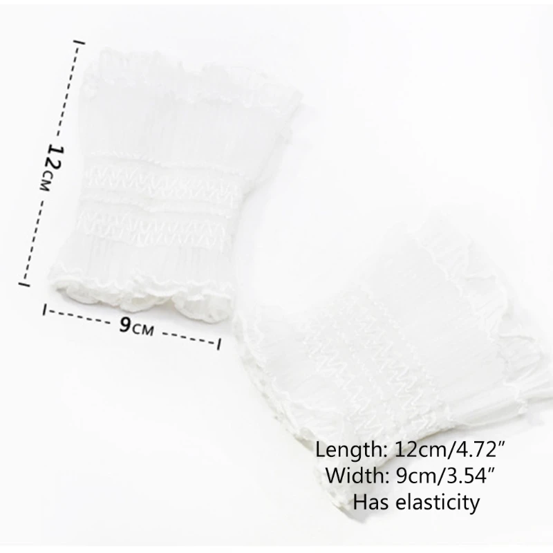 

Women Crochet Lace Horn Cuffs Stretch Bracelet Double Layer Pleated Ruffled Fake Sleeves Vintage Aesthetic Wrist Warmer