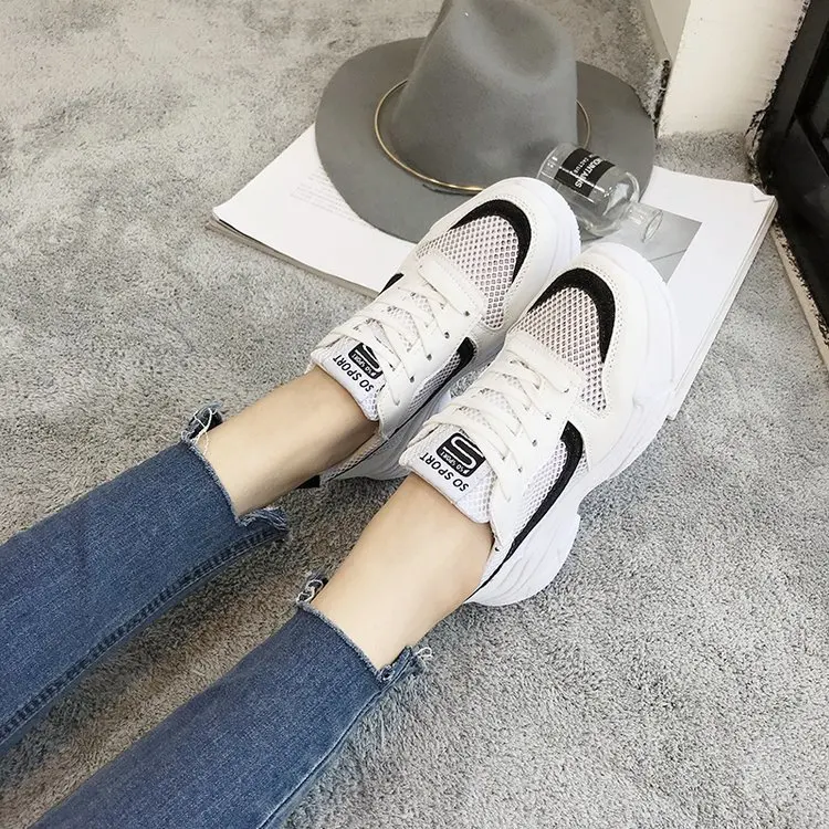 Летняя обувь женские кроссовки дышащие женская спортивная для бега белая