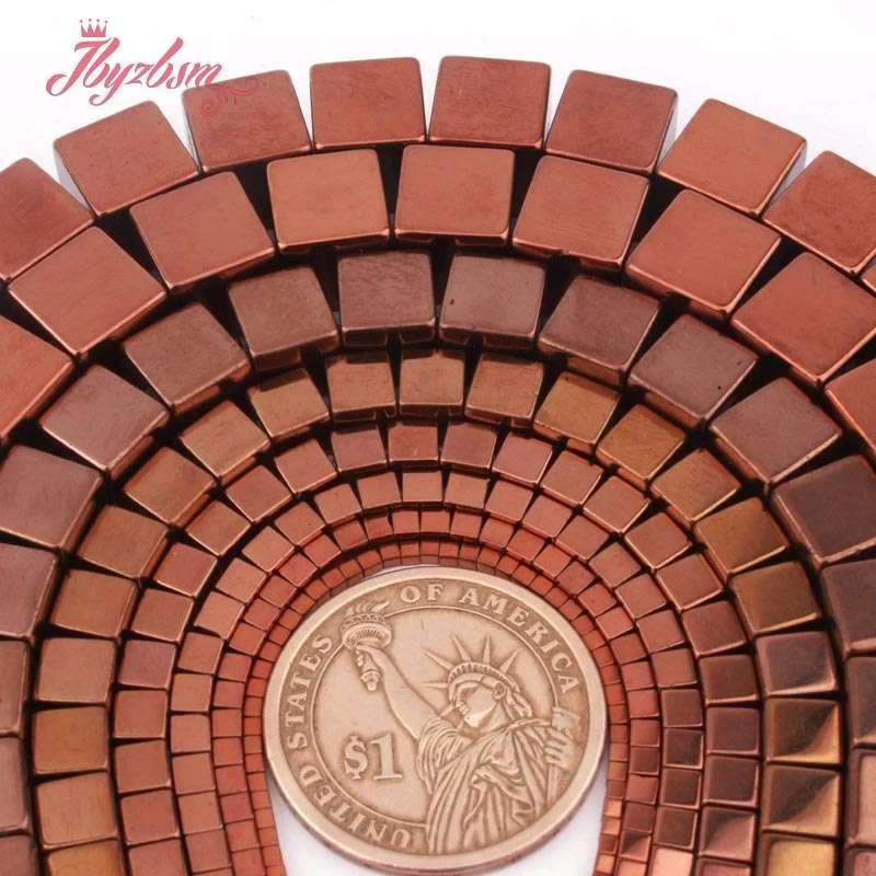 Гладкие Квадратные бусины 1 10 мм из гематита коричневого цвета натурального