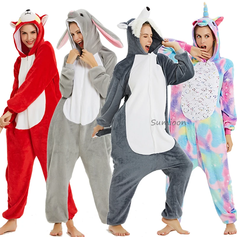Kigurumi/пижамы с единорогом; детская зимняя одежда для сна для мальчиков и девочек; пижамы с рисунками животных, стежков, панды; женский комбинезон; костюмы в стиле аниме; комбинезон