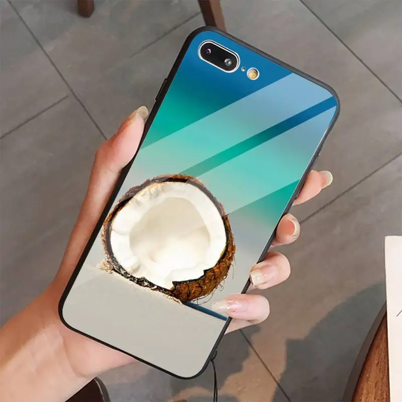 

Coconut summer food Phone Case Tempered glass For iphone 5C 6 6S 7 8 plus X XS XR 11 PRO MAX