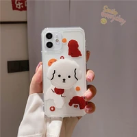 korean cute cartoon dog bracket clear phone case for iphone 11 12 pro xs max mini x xr se 7 8 plus 3d soft shockproof back cover