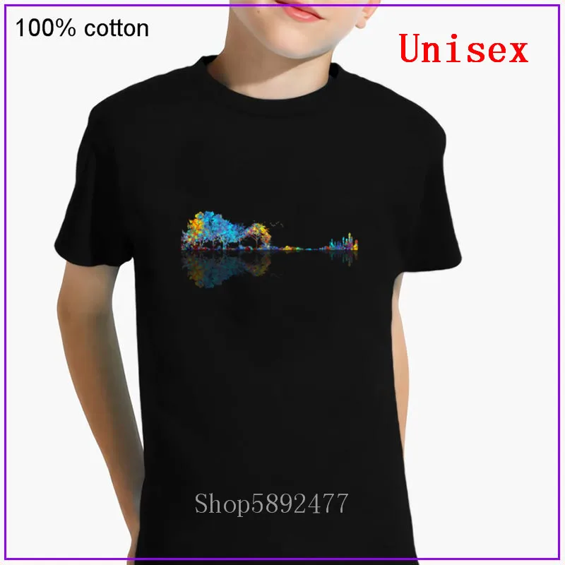 Детская футболка с коротким рукавом и принтом Природа гитара|Тройники| |