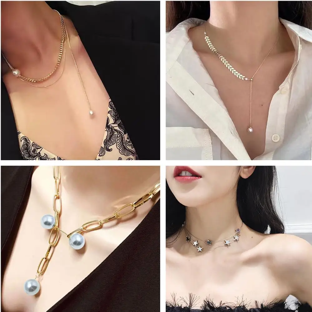 

Bohemian Necklaces For Women Multilayer Fashion Imitation Pearl Pendants Necklace Star Chokers Trendy New Jewelry Gift