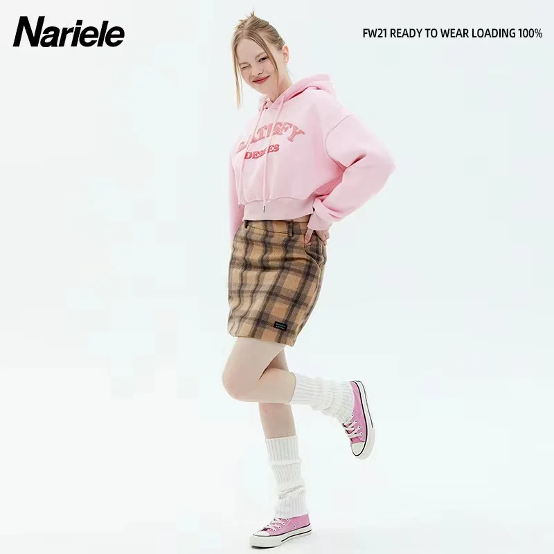 

Autumn new pink tender sweet girl long sleeve short hoodie warm BF hoodie