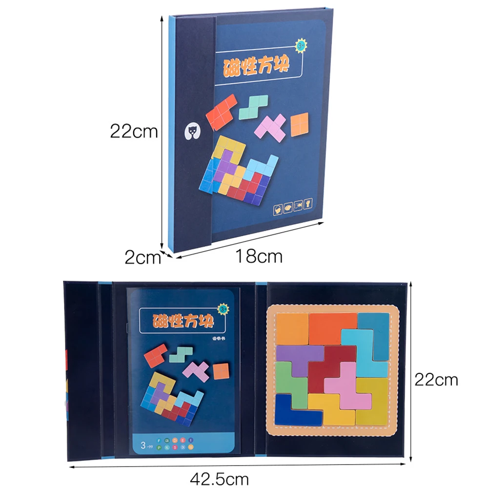

Early Learning Magnetic 3D Puzzle Wooden Tangram Math Toy Tetris Game Pre-school Magination Intellectual Educational Toy for Kid