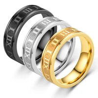 6mm stainless steel roman numerals ring for men women cool wedding band rings fashion couples punk jewelry gift